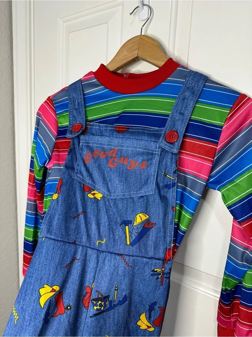 Spirit Halloween Chucky Good Guys Blue Overall Costume Youth S/M Horror Grunge